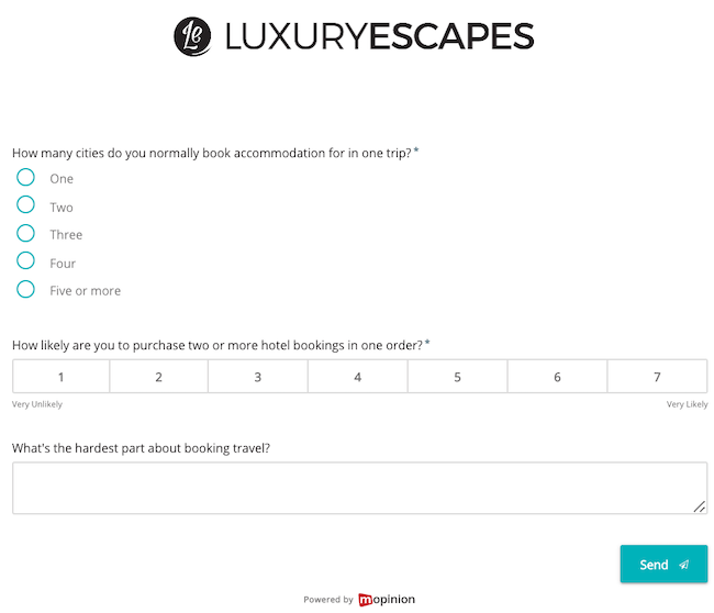 Mopinion: Luxury Escapes - 전략적 피드백 양식