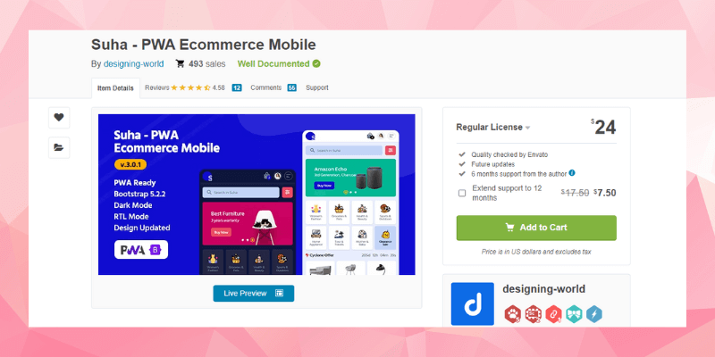 Suha - PWA Ecommerce Mobile par Designing World