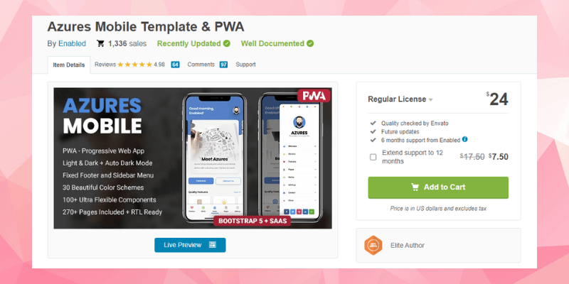 Modèle Azures Mobile et PWA par Enabled