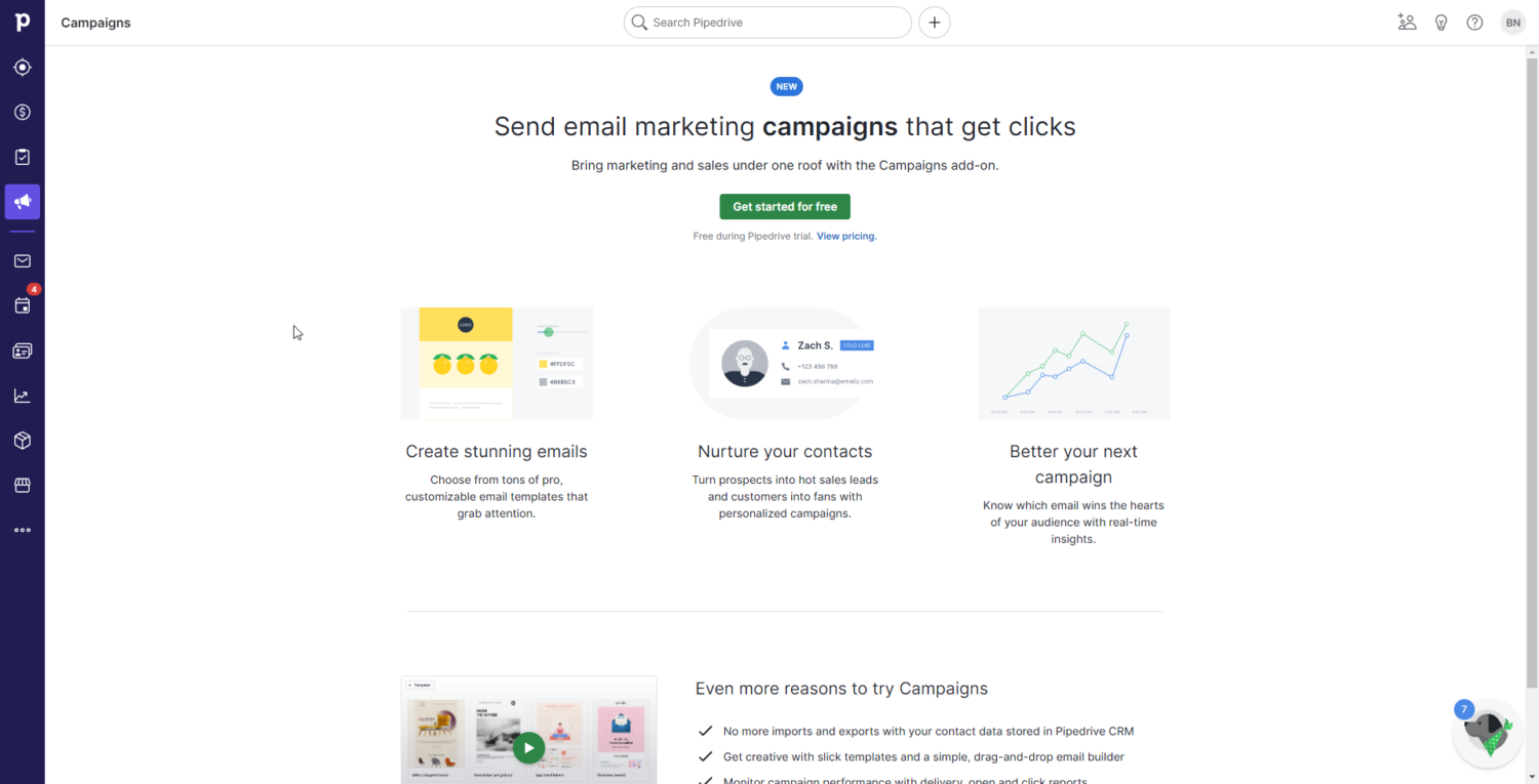 Il modulo per le campagne di email marketing di Pipedrive