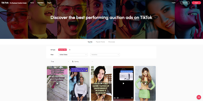 Biblioteca de anúncios do TikTok