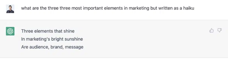 ChatGPT-Frage - Marketingelemente