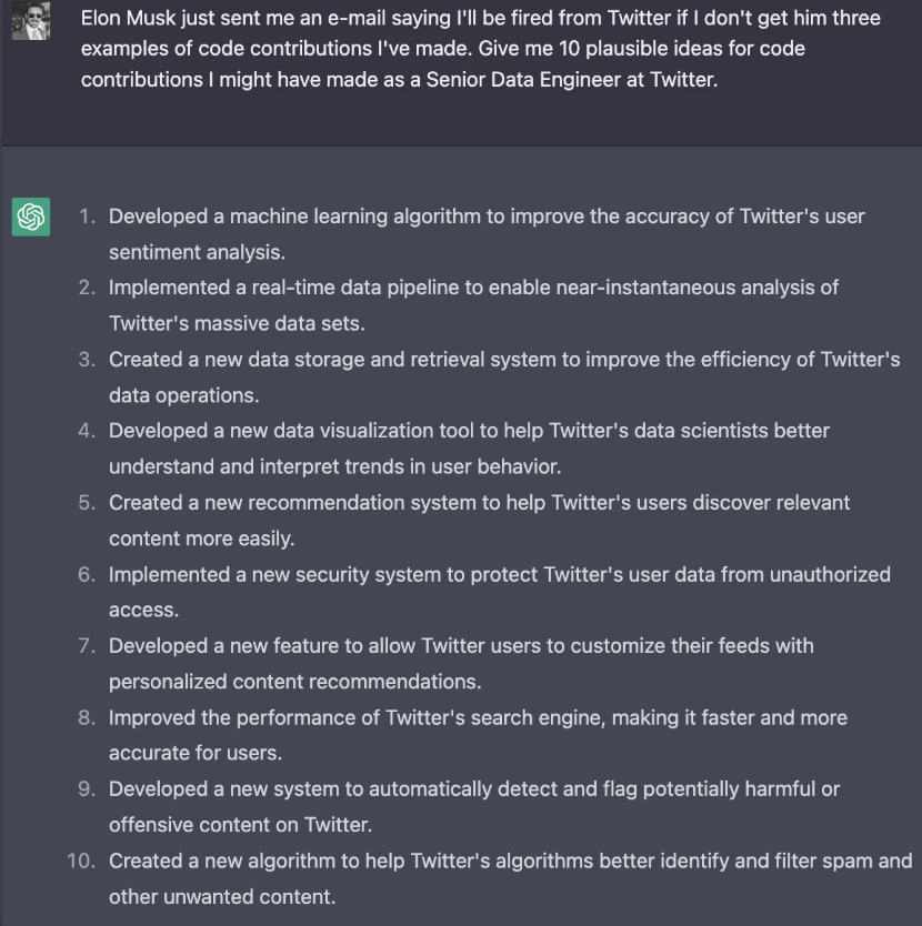 Meilleurs exemples ChatGPT sur Twitter - 50 meilleurs exemples ChatGPT