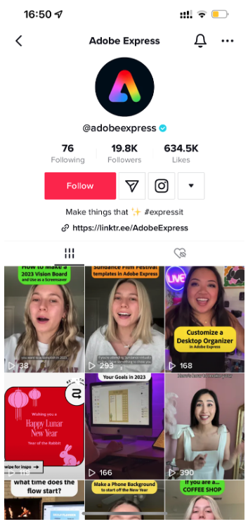Medios Gen Z - Adobe Express TikTok