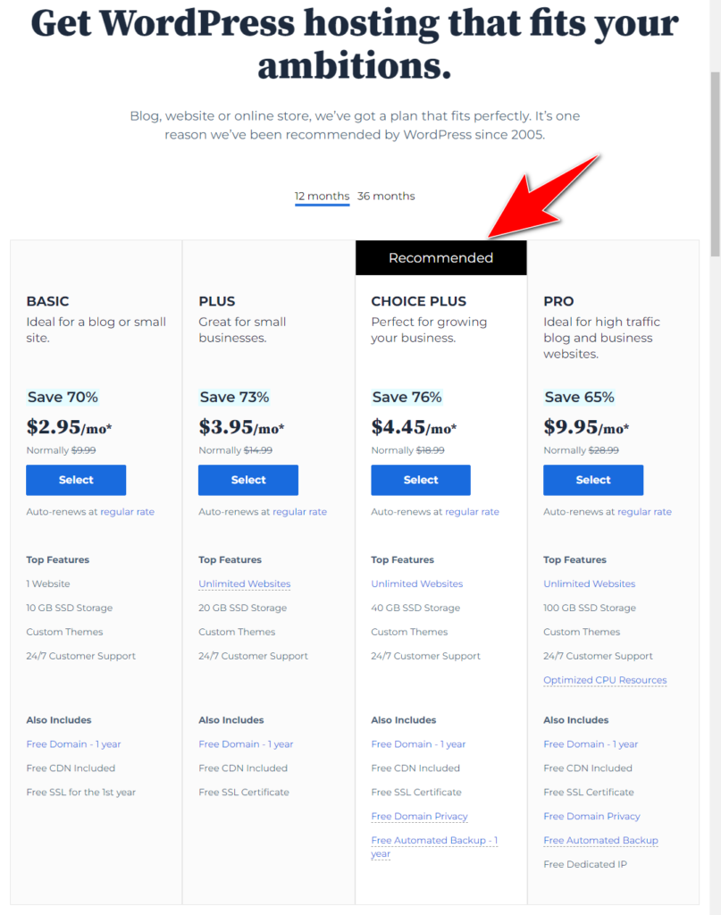 Wie schreibe ich einen Blogbeitrag? (Schritt-für-Schritt-Anleitung für 2023) 13 choose the bluehost plan