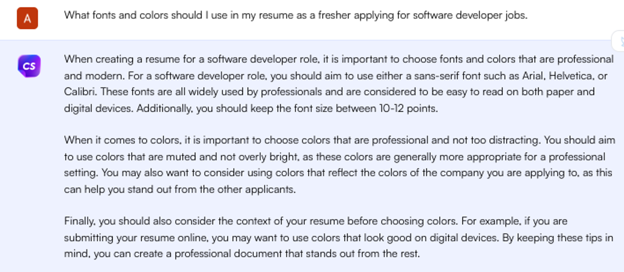 Prompt do ChatGPT para fontes de currículo - Pesquisa de empregos
