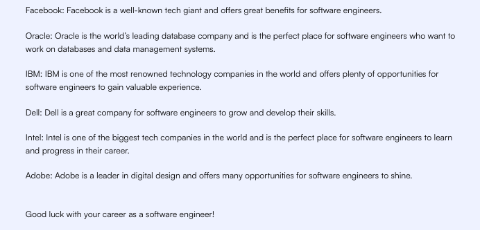 Solicitação do ChatGPT para as melhores empresas para trabalhar - Pesquisa de empregos