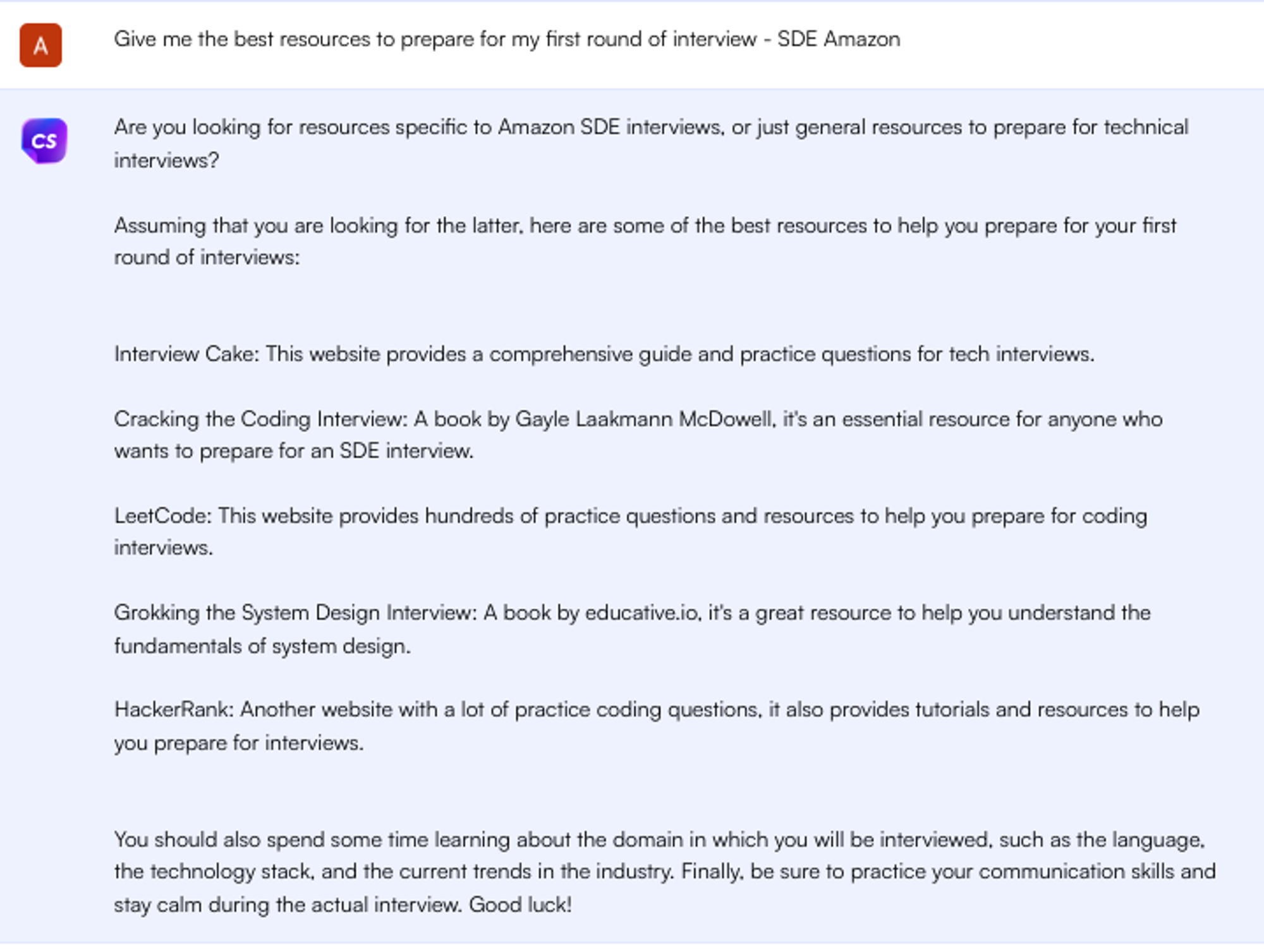 Solicitação do ChatGPT para recursos de preparação para entrevistas - Pesquisa de empregos