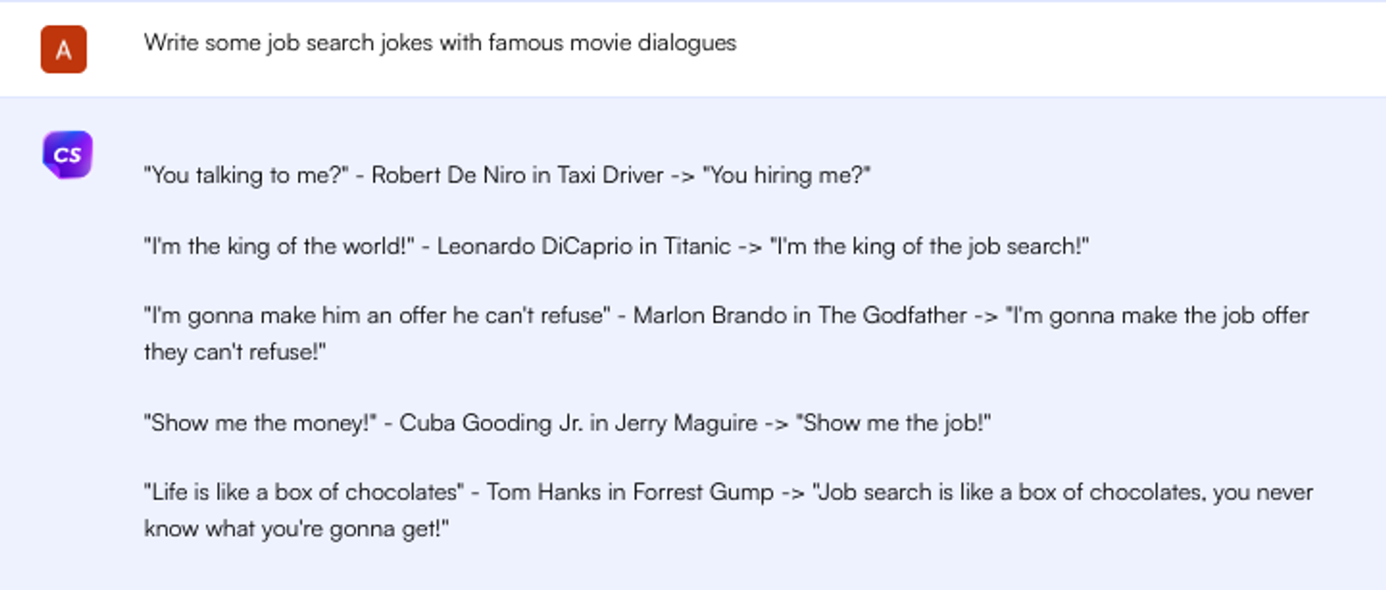 Prompt ChatGPT para piadas de procura de emprego - Job Search