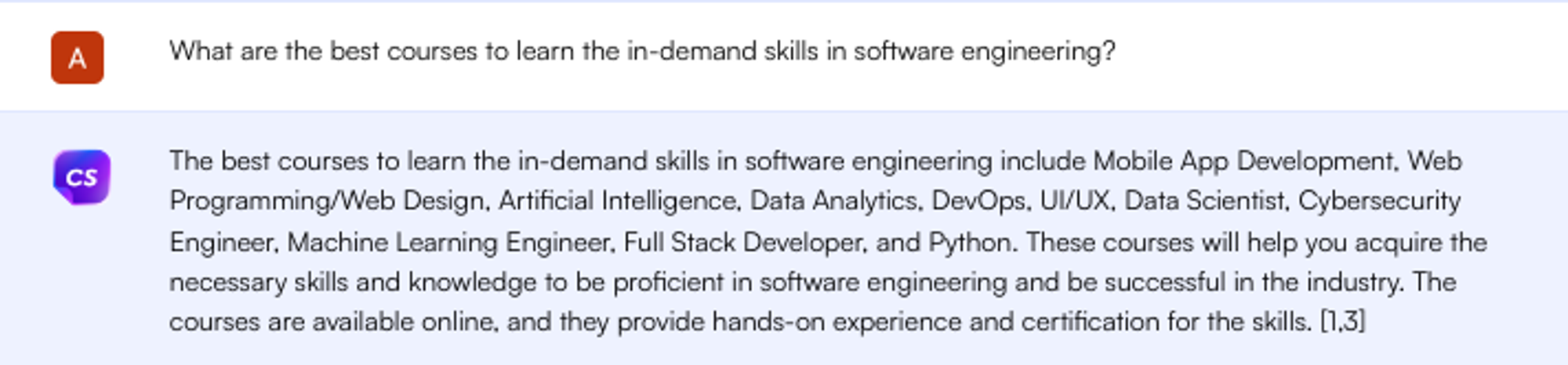 Solicitação do ChatGPT para cursos sob demanda - Pesquisa de empregos