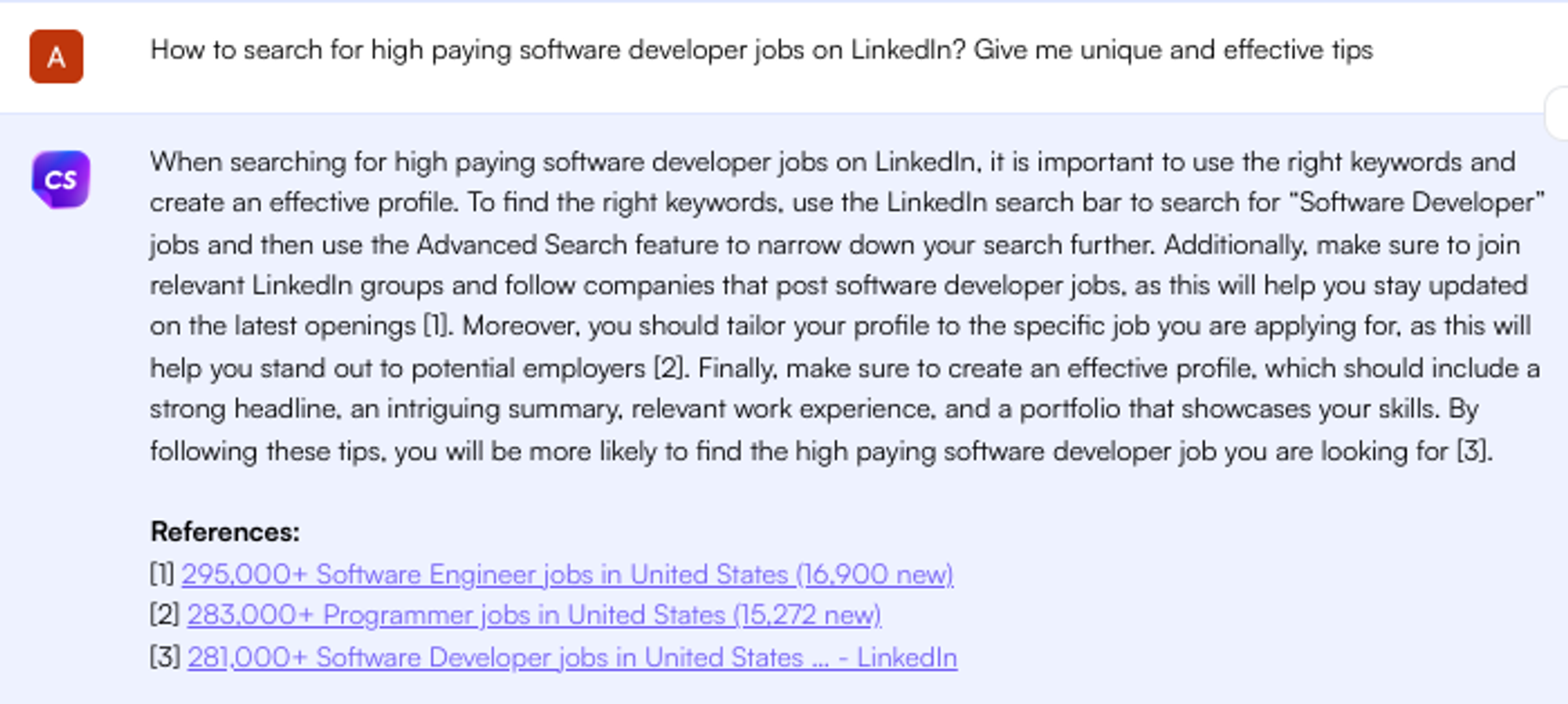 Solicitação do ChatGPT para pesquisa de emprego no LinkedIn - Pesquisa de emprego