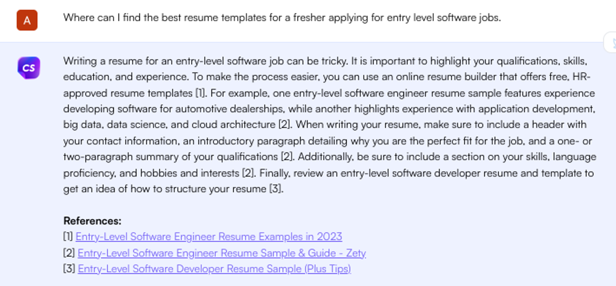 Solicitação do ChatGPT para modelo de currículo por trabalho - Pesquisa de empregos