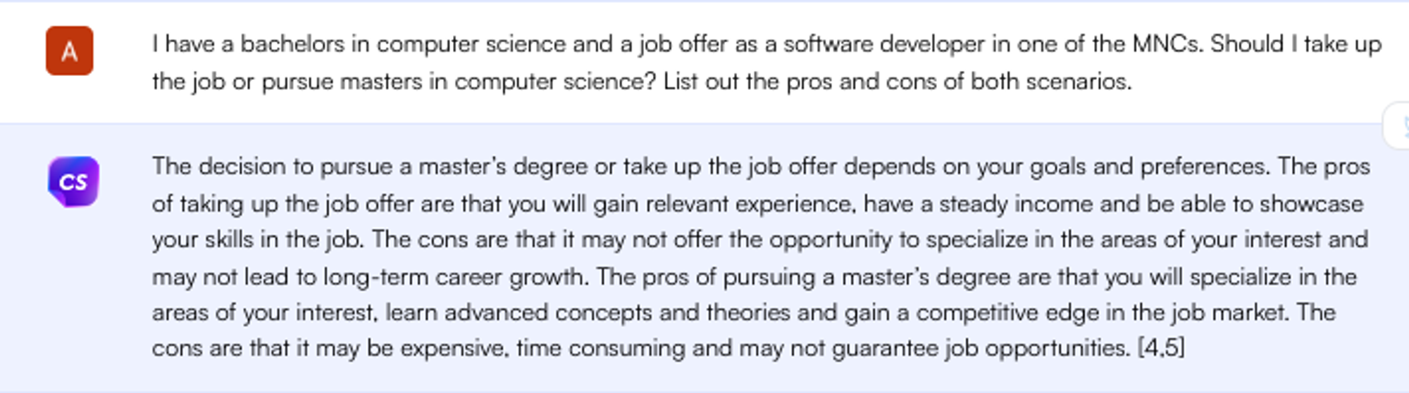 Solicitação do ChatGPT para aconselhamento sobre trabalho versus estudos superiores - Pesquisa de empregos