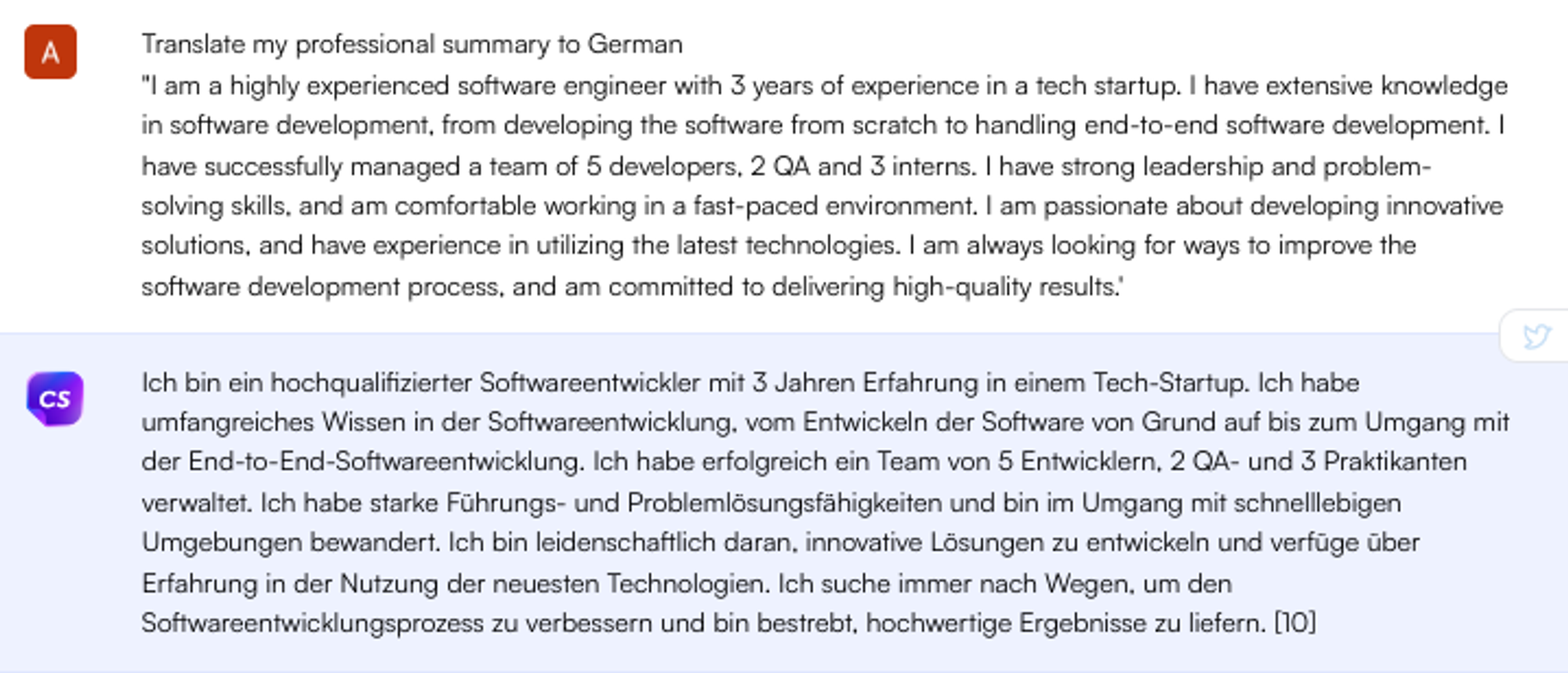 Solicitação do ChatGPT para tradução de idiomas - Pesquisa de empregos