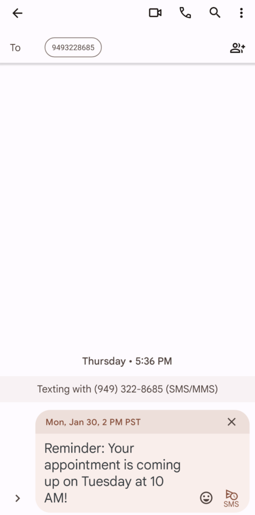 ลักษณะของข้อความตามกำหนดการใน Google Messages