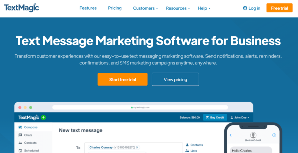 บริการส่งข้อความธุรกิจ TextMagic