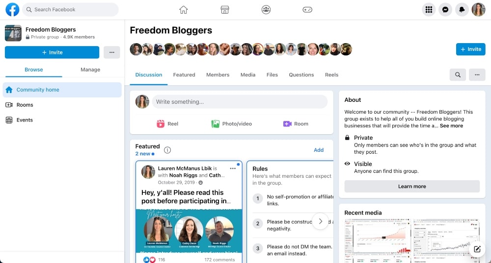 ส่วนต่อประสานผู้ใช้ของกลุ่ม Facebook