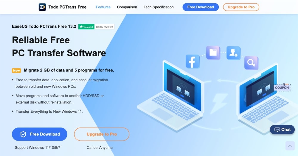 Site-ul web EaseUS Todo PCTrans