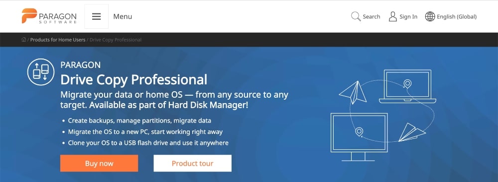 Site-ul web Paragon Drive Copy