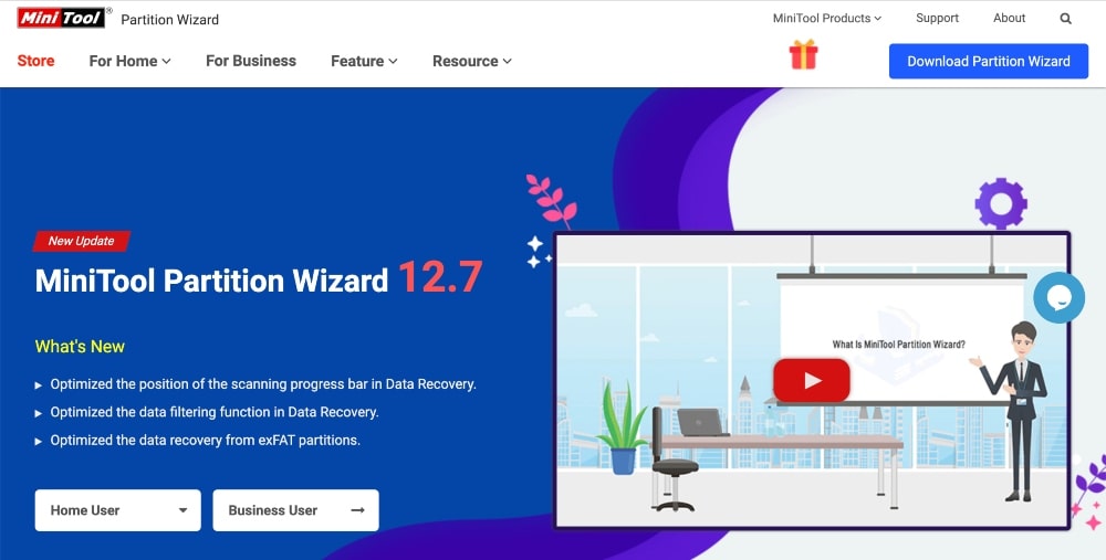 Site-ul web MiniTool Partition Wizard