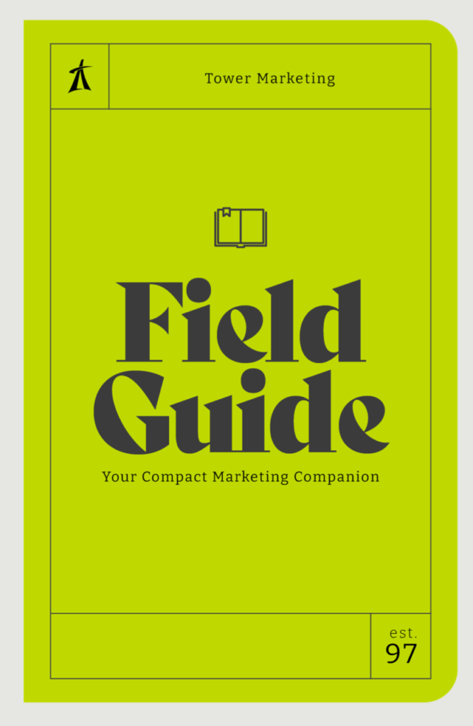 Sampul panduan bidang hijau yang ditautkan ke pdf yang menunjukkan cara bercerita.