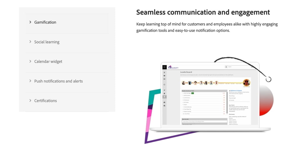 Функции управления обучением Adobe