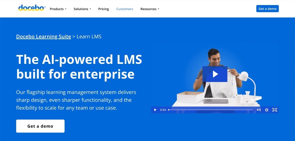 Веб-сайт Docebo Learning Suite
