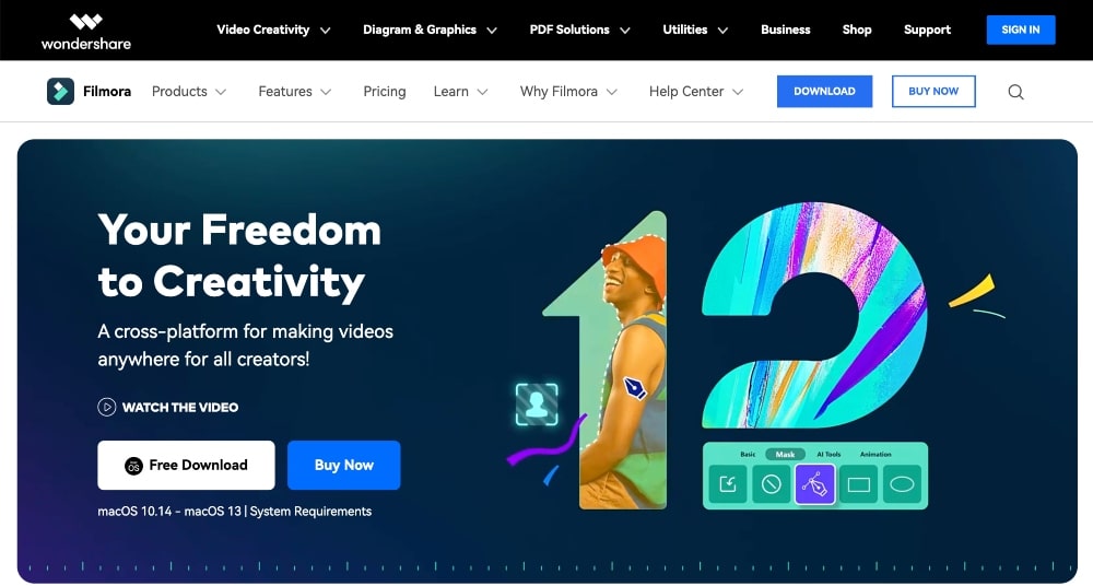 Witryna Wondershare Filmora