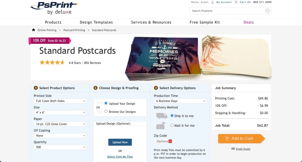 Zamówienie pocztówki PsPrint