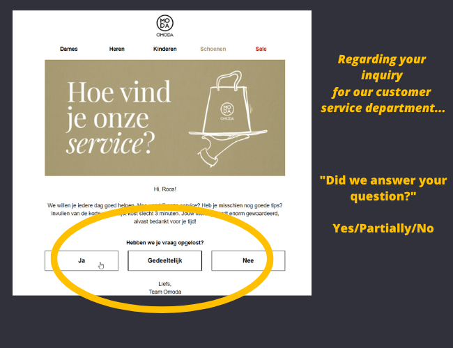Esempio di sondaggio via e-mail di Omoda