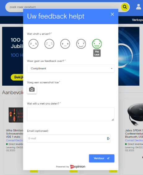Formulir umpan balik situs web Conrad