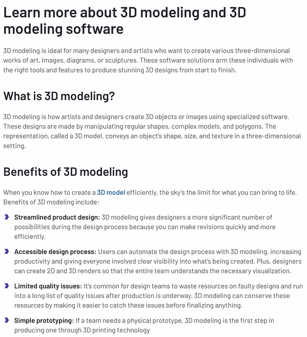 مثال على قسم مزيد من المعلومات المتعمق