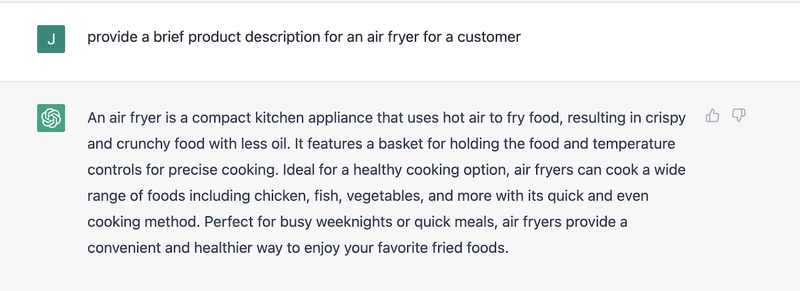 製品説明のリクエスト