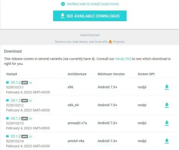 APK Web サイトから APK をダウンロードして、Google Play から APK をダウンロードする