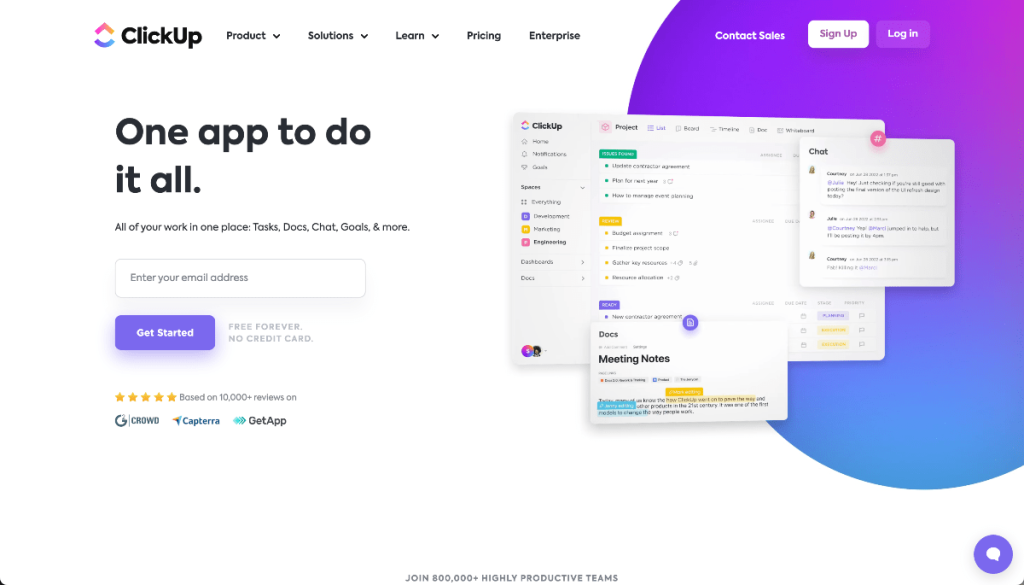クリックアップのウェブサイト