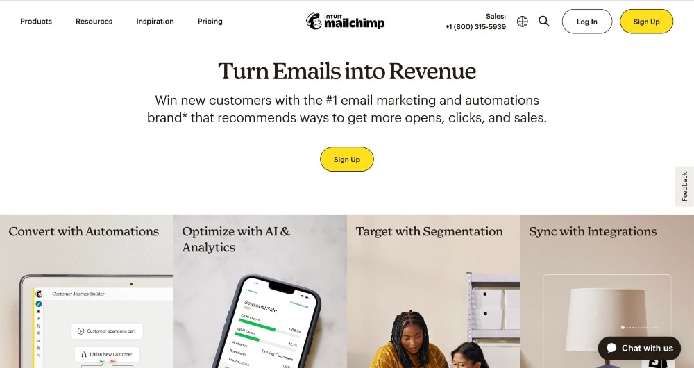 MailChimp の Web サイト