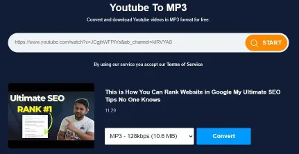 Vá para o site ToMP3.cc para converter youtube para mp3