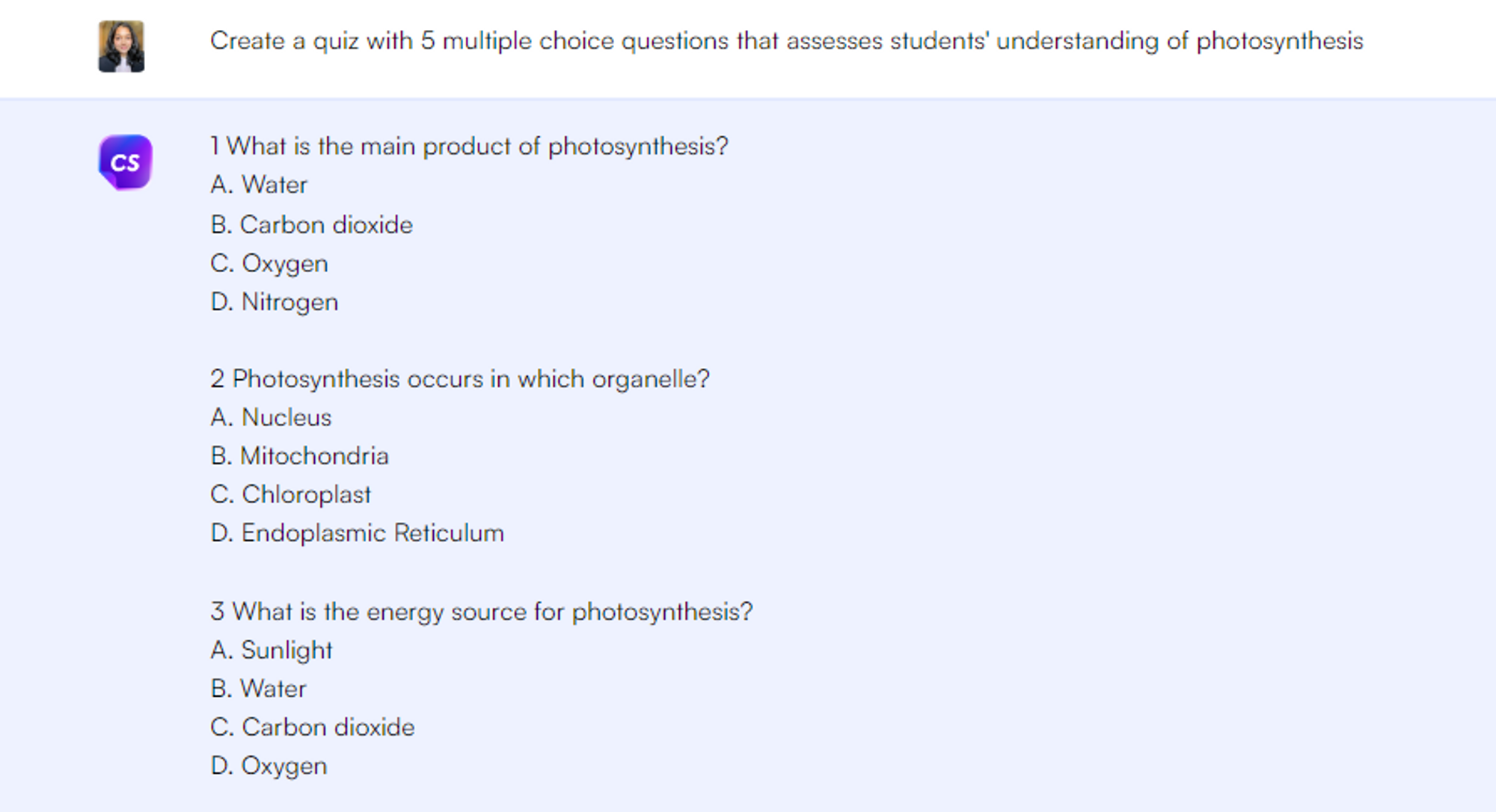 Pembuatan kuis - Permintaan ChatGPT