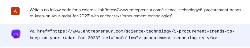 Código no-follow ChatSonic - escreva um blog com ChatGPT