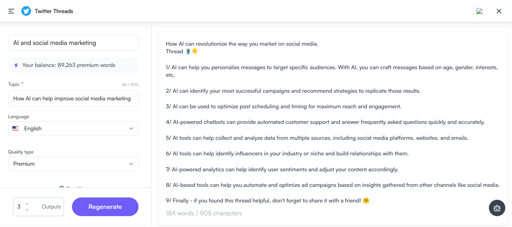 Gerador de tópicos do Twitter Writesonic - escreva um blog com ChatGPT