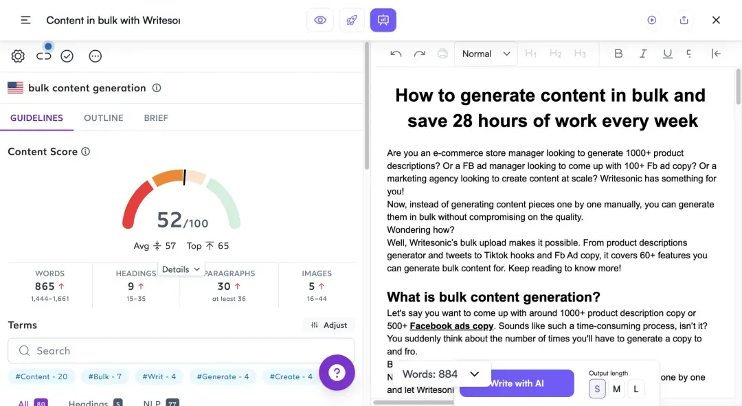 Writesonic - integração SurferSEO - escreva um blog com ChatGPT