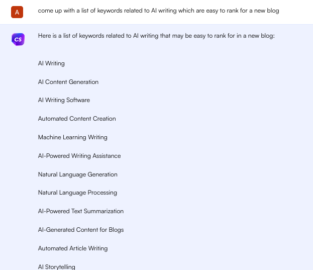 Pesquisa de palavras-chave ChatSonic - escreva um blog com ChatGPT