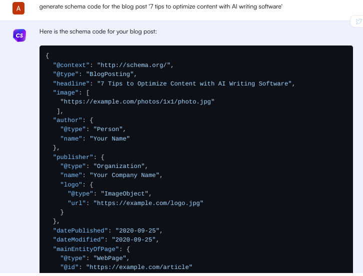 Código de esquema ChatSonic - escreva um blog com ChatGPT