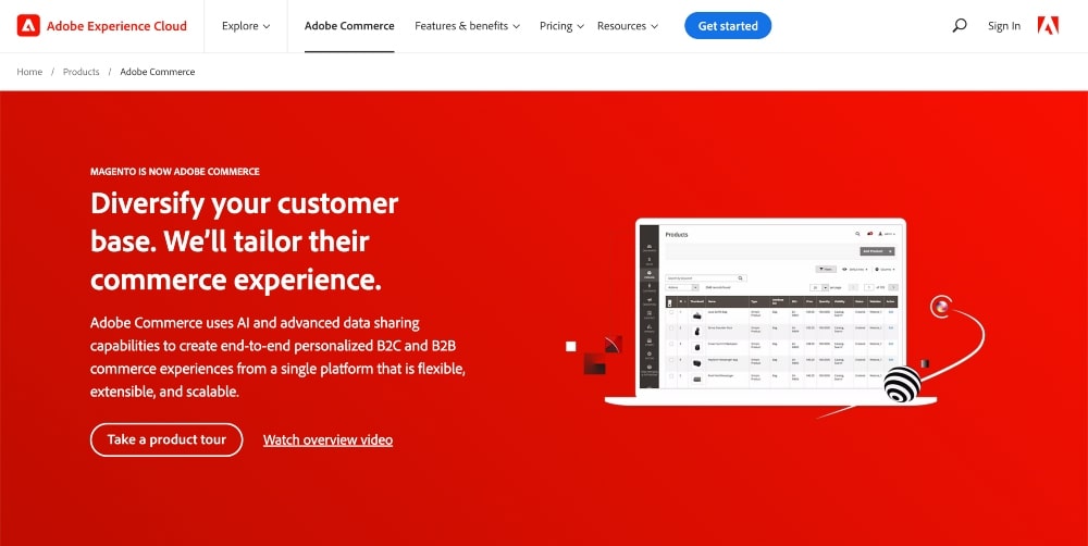 Site do Adobe Commerce