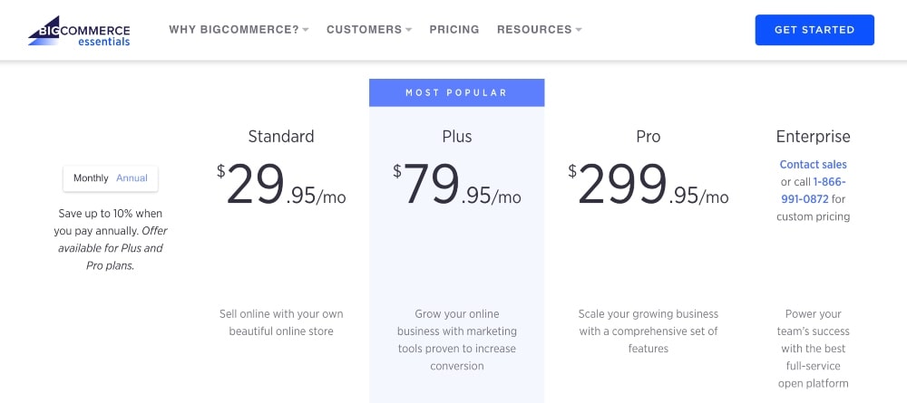 Planos de preços do BigCommerce
