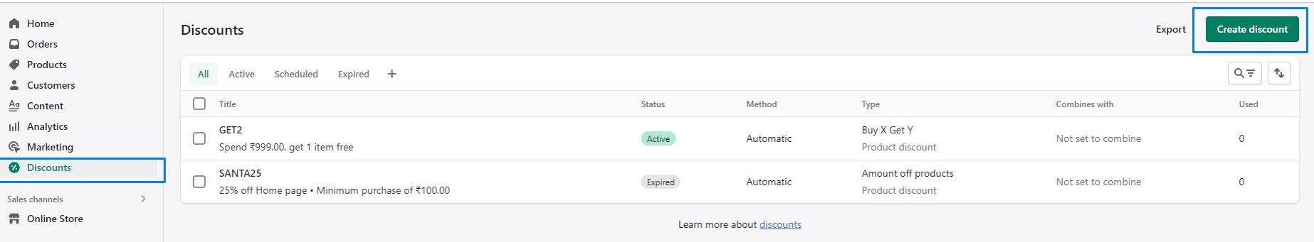 Code de réduction Shopify