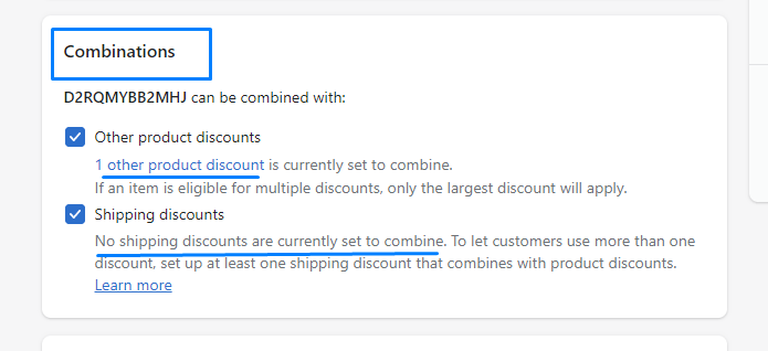 Shopify plusieurs codes de réduction