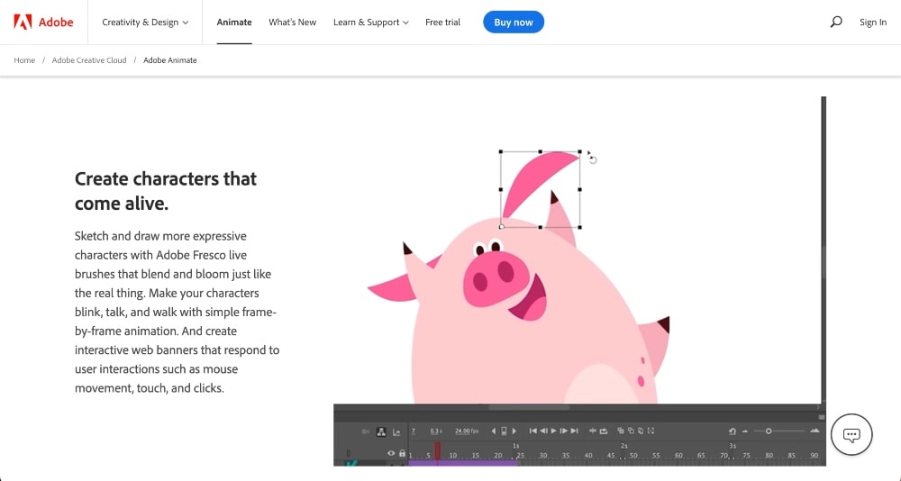 Caracteristici Adobe Animate