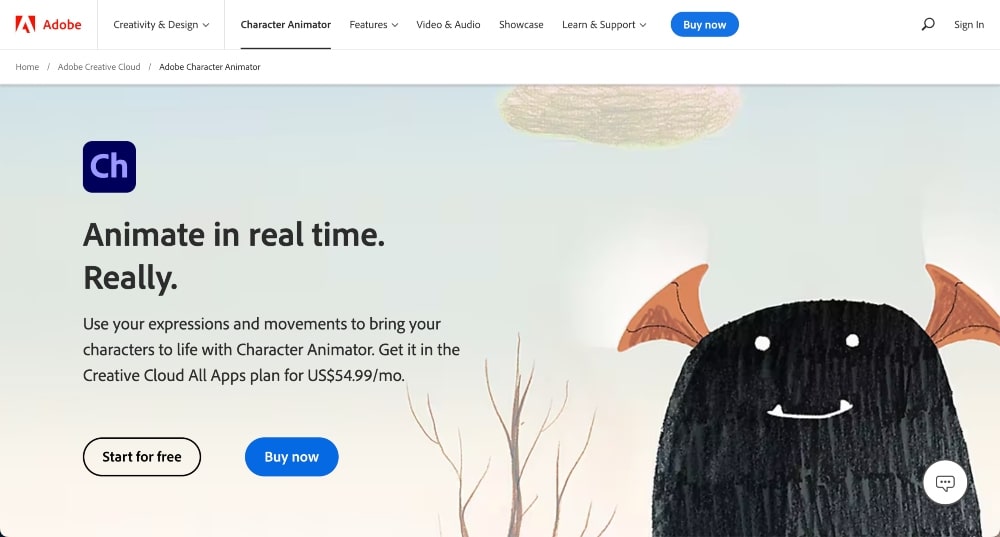 Site-ul Adobe Character Animator