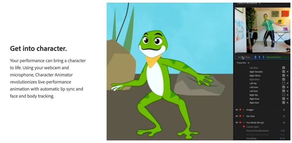 Caracteristici Adobe Character Animator